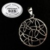 Pendentif 3 fleurs dans cercle argent 925 P 778