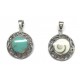 Pendentif rond celtique pierre turquoise ou shiva shell argent 925 P 784