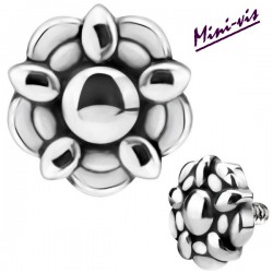 Embout motif fleur acier 316L pour barre 1,2 mm avec pas de vis interne mini 0,8 mm IA31