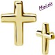 Embout motif croix acier doré or fin pour barre 1,2 mm avec pas de vis interne mini-vis 0,8 mm GPIA11