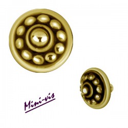 Embout rond style ethnique acier doré or fin pour barre 1,2 mm avec pas de vis interne 0,8 mm GPIA01