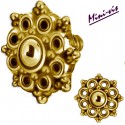 Embout motif fleur acier doré or fin pour barre 1,2 mm avec pas de vis interne mini-vis 0,8 mm GPIA04