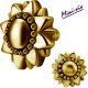 Embout motif fleur tournesol acier doré or fin pour barre 1,2 mm avec pas de vis interne 0,8 mm GPIA05