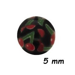 Boule acrylique dessin cerises, à visser 1,6 mm UPD 61