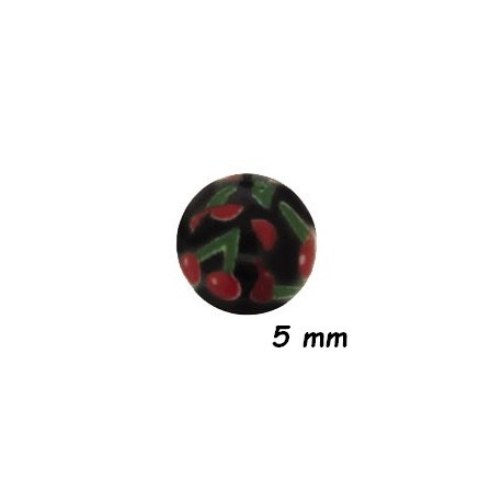 Boule acrylique dessin cerises, à visser 1,6 mm UPD 61