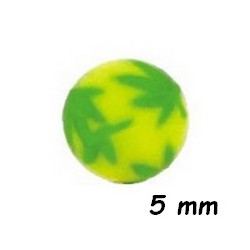 Boule acrylique fluo jaune dessin feuilles vertes, à visser 1,6 mm UPD 62