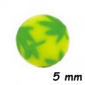 Boule acrylique fluo jaune dessin feuilles vertes, à visser 1,6 mm UPD 62