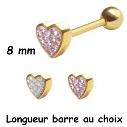 Bijou langue acier doré or fin motif coeur, Crystal Line avec strass en cristal swarovski GPBLCJH