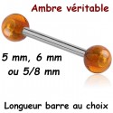 Barre 1,6 mm acier 316L boules ambre AMBLD
