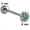 Bijou langue acier 316 L avec motif feuille plat BLFSC2