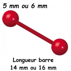 Barre 1,6 mm bioplast et boules rouges acier 316L émaillé BOBL RE