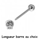 Bijou langue acier 316 L avec motif tête de mort fantôme BLSC 400