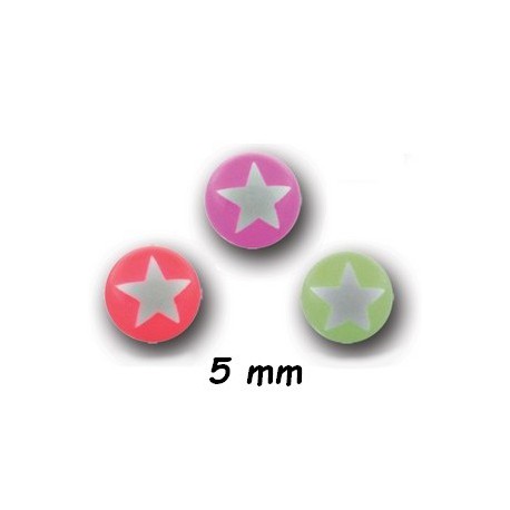 Boule acrylique U.V. fluorescent dessin étoile à visser 1,6 mm UPD 33
