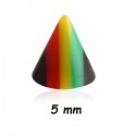 Pic ou cone acrylique couleur rasta, à visser 1,6 mm RAC