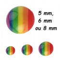 Boule rainbow acrylique couleur arc en ciel, à visser 1,6 mm URNB