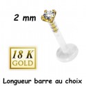 Labret Bioflex ® brillant blanc (2 mm) serti or 18 carats à clipper BO18LB 07