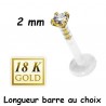 Labret Bioflex ® brillant blanc (2 mm) serti or 18 carats à clipper BO18LB 7