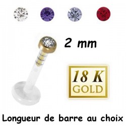 Labret Bioflex ® brillant (2 mm) serti clos or 18 carats à clipper BO18LB 3