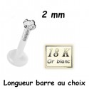Labret Bioflex ® brillant blanc 2 mm serti or blanc 18 carats à clipper BO18WLB 01