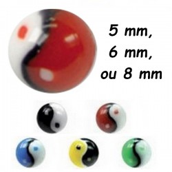 Boule acrylique symbole ying yang, à visser 1,6 mm UYYB