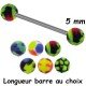 Barre 1,6 mm acier 316L boules avec différents coloris acrylique BLUPD 67