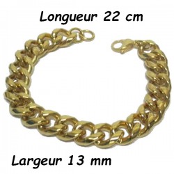 Bracelet acier dore maillon gourmette 13 mm HABR13D