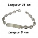 Bracelet acier gourmette plaque grain de café 6 mm HG01