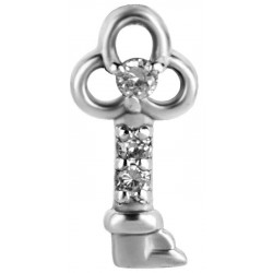 Accessoire charms clé avec 3 strass pour personnaliser bijoux en acier chirurgical ABH 15