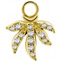 Accessoire charm feuille avec strass pour personnaliser bijoux en acier doré or fin GPABH 05