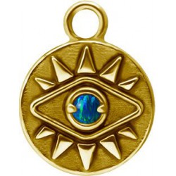 Accessoire charm piece avec oeil et strass opale pour personnaliser bijoux en acier doré or fin GPABH 03