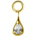 Accessoire charm strass forme goutte pour personnaliser bijoux en acier doré or fin GPABH 02