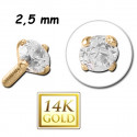 Embout plat avec brillant 2,5 mm serti à clipper en or 14 carats 14JS01