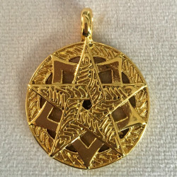 Pendentif pentacle pentagramme acier doré HPD334D