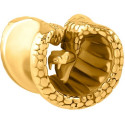 Tunnel incurvé ouvert motif serpent pour oreille acier doré or fin gros diamètre GPTN 04