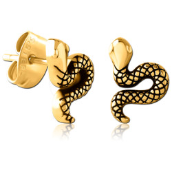 Boucles d'oreille acier doré or fin serpent ESBX 52