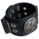 Bracelet cuir noir triskèle avec boucles réglable PR206-N