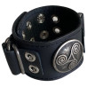 Bracelet cuir noir triskel avec boucles réglable PR206-N