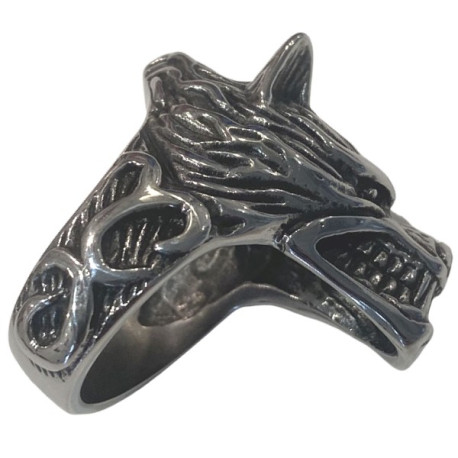 Bague Tête De Loup Féroce [Acier] - Bijoux Viking