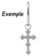 Accessoire charms croix gothique avec strass pour personnaliser bijoux en COCR NF ABH 22 - exemple