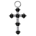 Accessoire charm croix gothique avec strass noirs et blancs pour personnaliser bijoux en COCR NF ABH 36