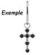 Accessoire charms croix gothique avec strass noir et blanc pour personnaliser bijoux en COCR NF ABH 36 - exemple