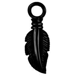 Accessoire charm plume pour personnaliser bijoux en acier chirurgical noir BKABH 02