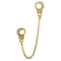 Accessoire charms menottes avec strass et chaine pour personnaliser bijoux en acier chirurgical doré or fin GPABH 08