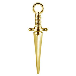 Accessoire charm poignard pour personnaliser bijoux en COCR NF or fin GPABH 34