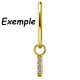 Accessoire charm avec 3 strass en long pour personnaliser bijoux en COCR NF or fin GPABH 32 - exemple