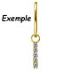 Accessoire charm avec 5 strass en long pour personnaliser bijoux en COCR NF or fin GPABH 20 - exemple