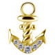 Accessoire charm ancre marine avec 5 strass pour personnaliser bijoux en COCR NF or fin GPABH 30
