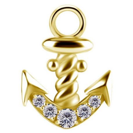 Accessoire charm ancre marine avec 5 strass pour personnaliser bijoux en COCR NF or fin GPABH 30