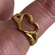 Bague coeur creux réglable acier doré FBK35-B sur doigt
