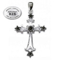 Pendentif croix gothique pierres marcassite argent 925 P 025